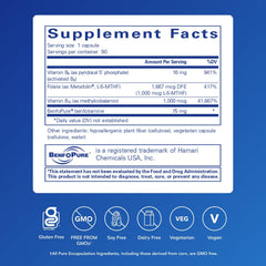 Pure Encapsulations MethylAssist etiqueta lateral mostrando ingredientes y ventajas