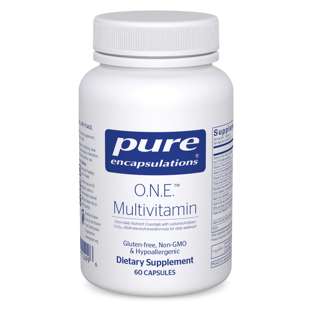 Pure Encapsulations envase frontal mostrando la marca y beneficio diario