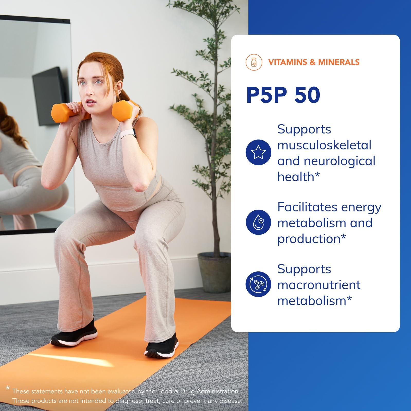 Pure Encapsulations P5P 50 etiqueta nutricional legible con ingredientes y dosis