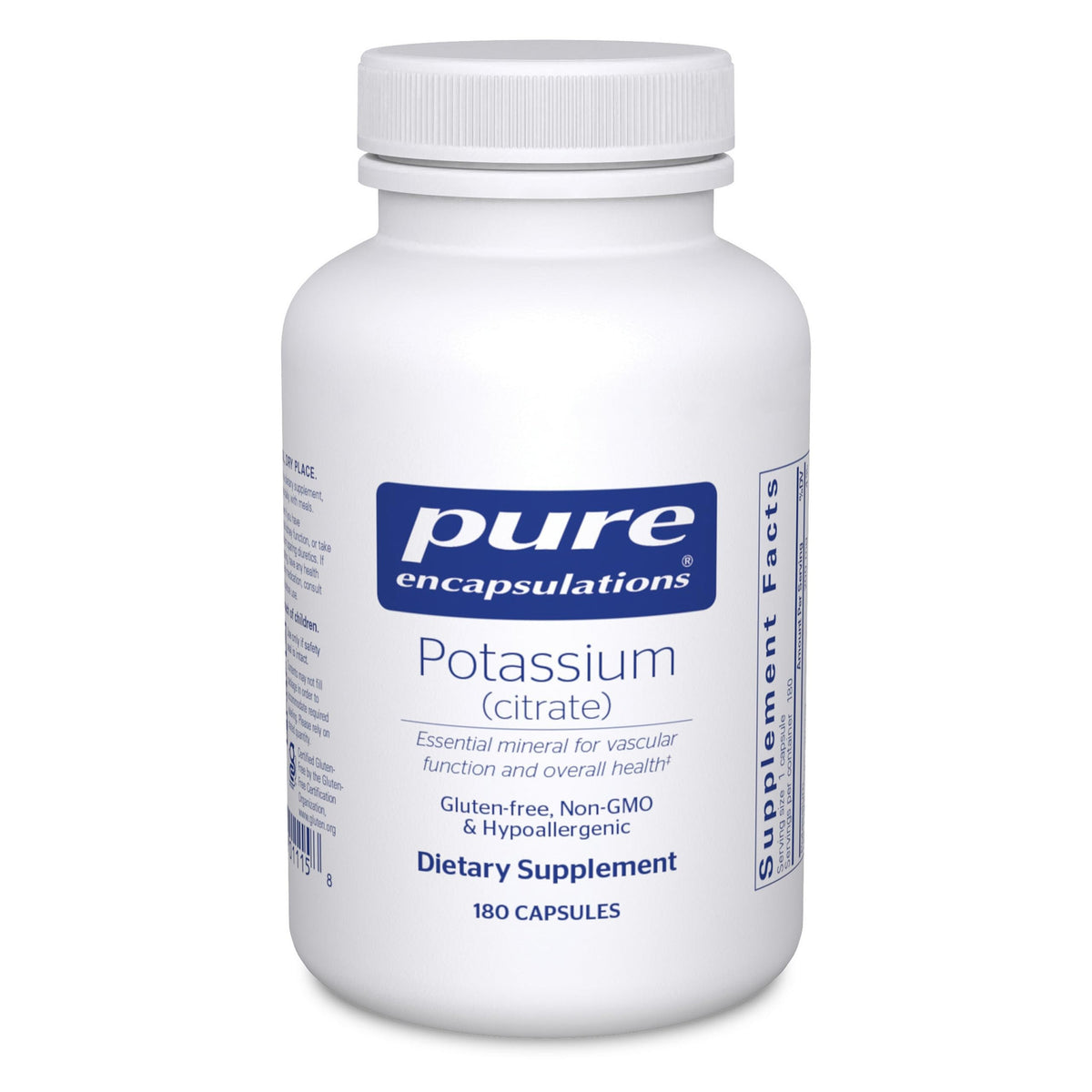 Pure Encapsulations envase frontal mostrando 180 cápsulas y diseño limpio