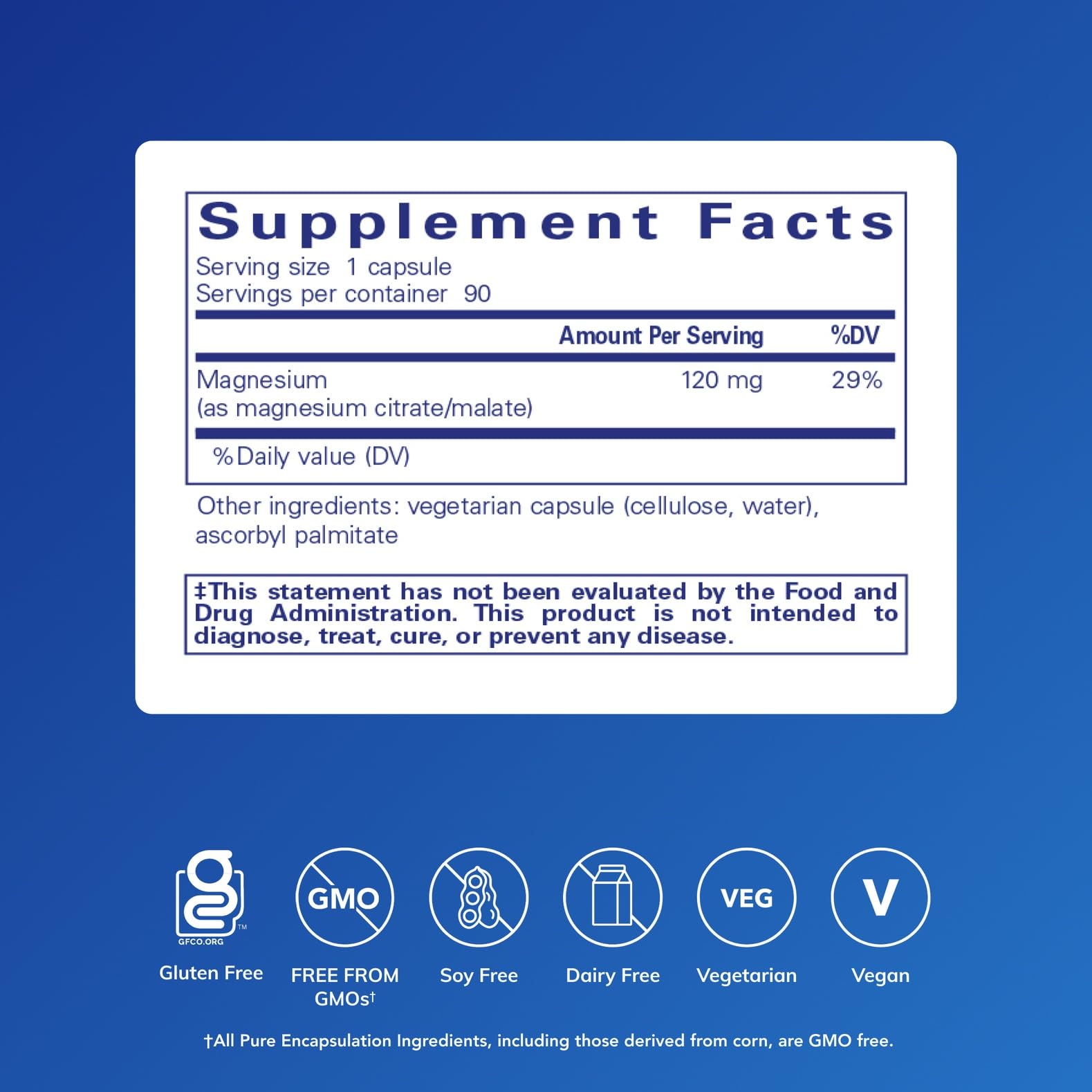 Pure Encapsulations tabletas en primer plano que indican fácil ingestión