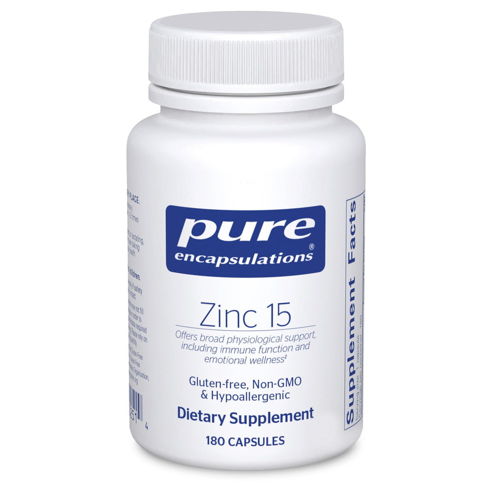 Pure Encapsulations frasco frontal mostrando 180 cápsulas y etiqueta clara