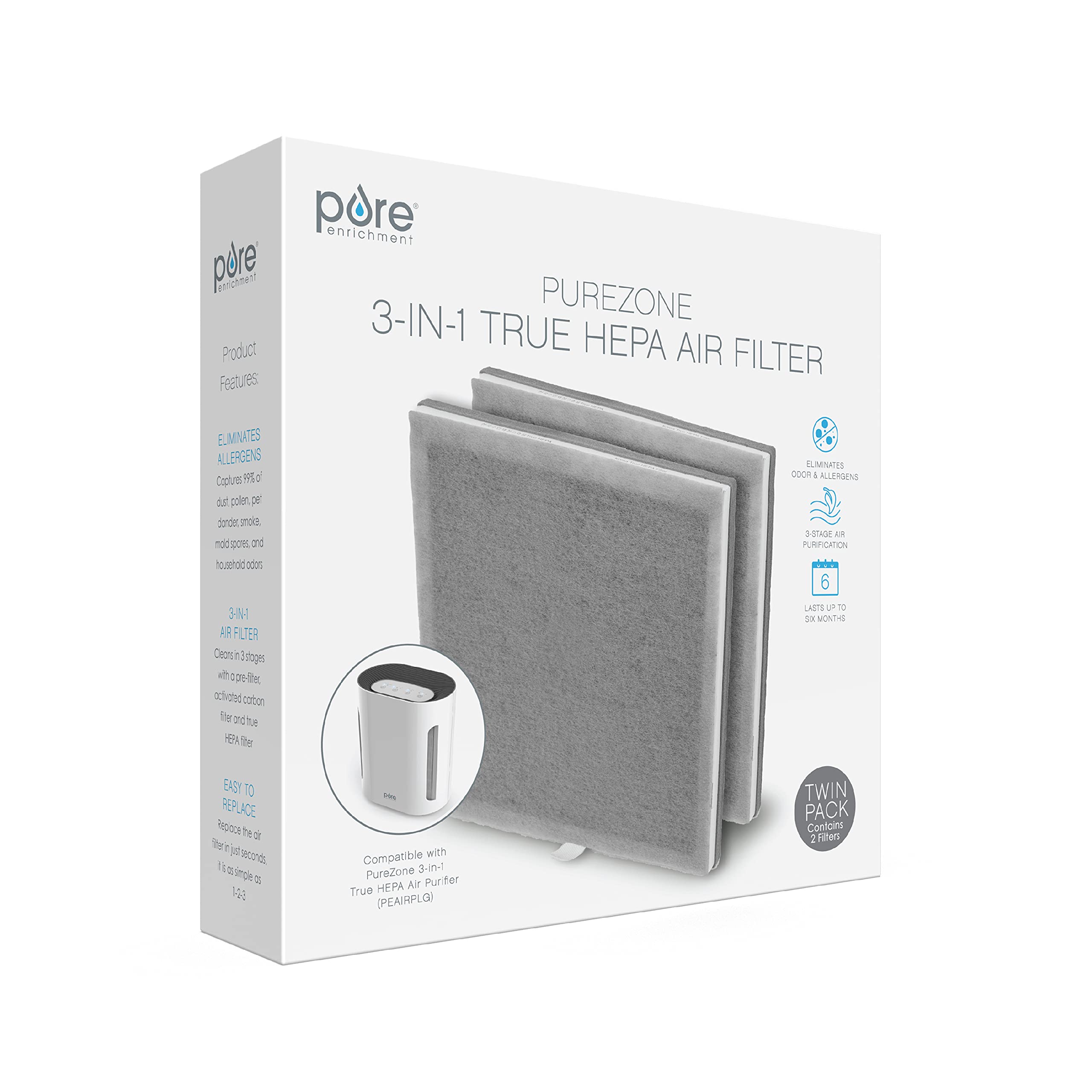 Pure Enrichment empaque pack de dos listo para reemplazo y mantenimiento