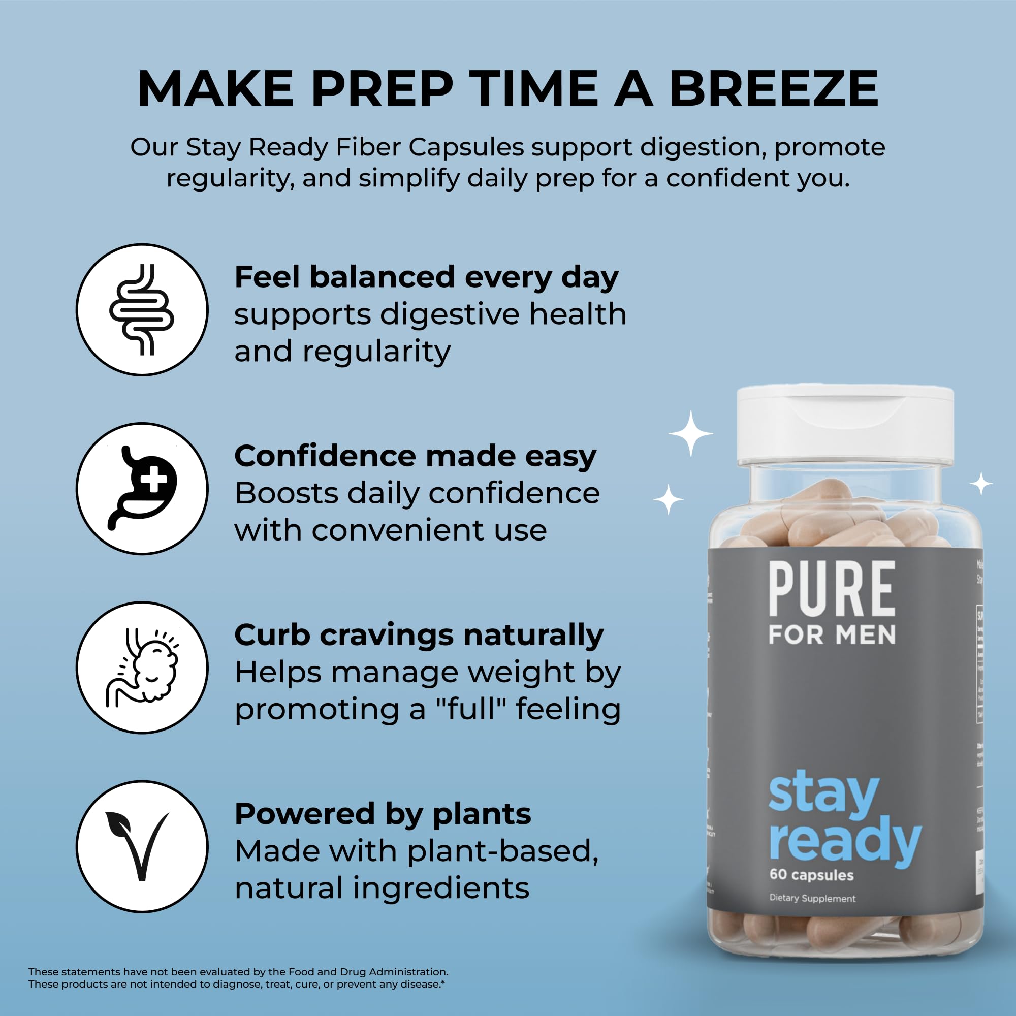 Pure for Men etiqueta detallada con ingredientes clave y ventajas veganas