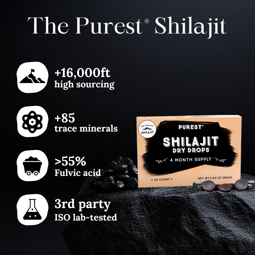 Pure Himalayan Shilajit etiqueta con sello de pruebas de laboratorio para confianza en pureza
