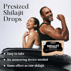 Pure Himalayan Shilajit sobre abierto con gota seca, beneficiando la dosificación precisa