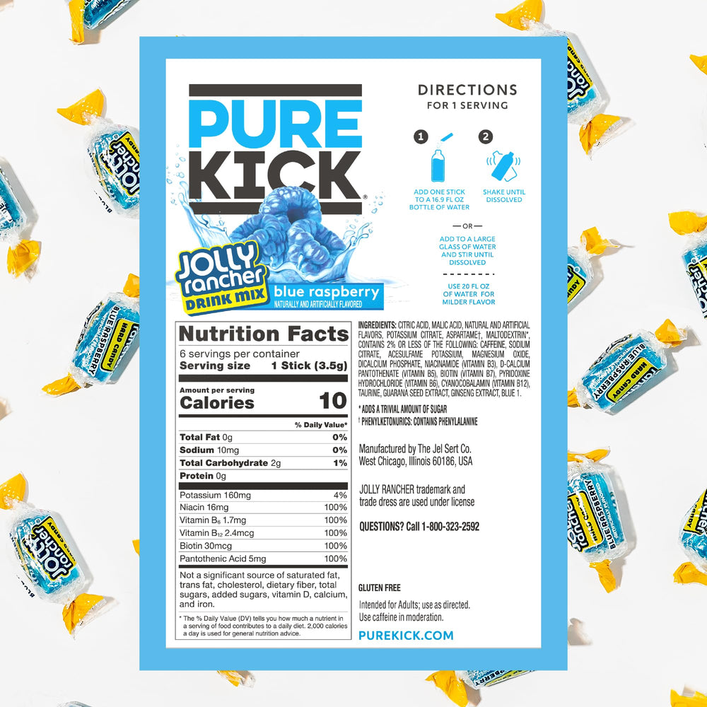 Pure Kick caja abierta con 72 sobres mostrando cantidad y facilidad de almacenamiento