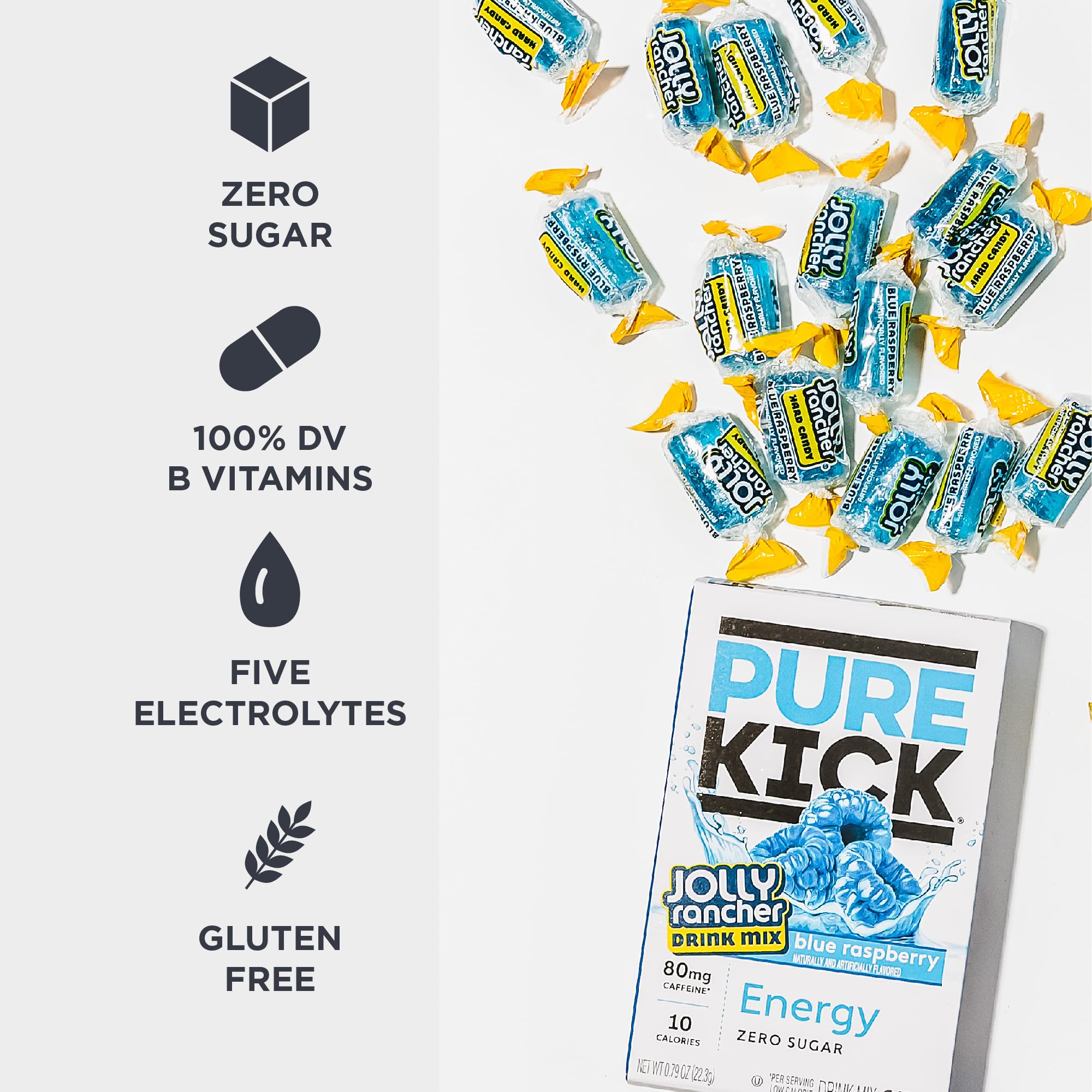 Pure Kick polvo azul en primer plano que resalta textura y mezcla rápida