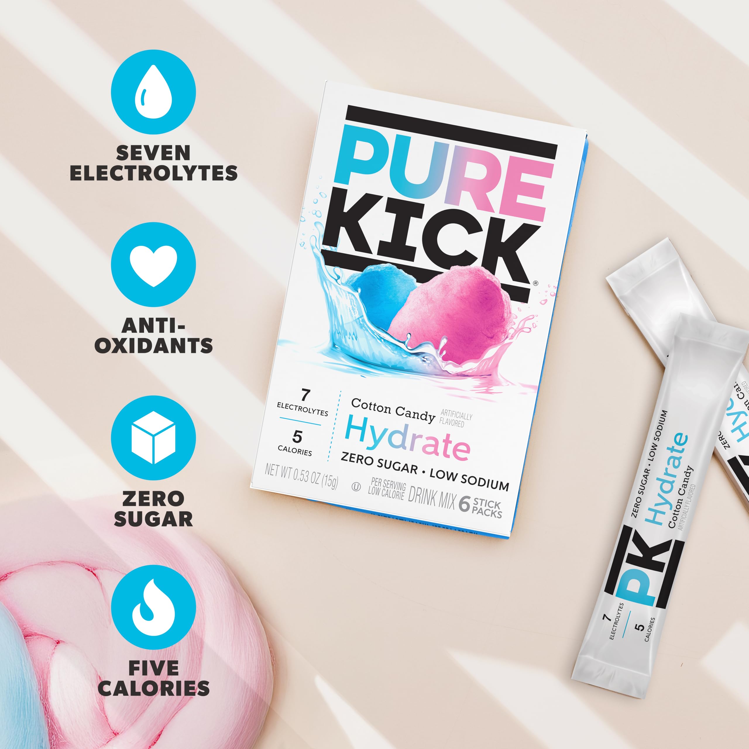 PURE KICK polvo en primer plano textura fina que se disuelve fácilmente