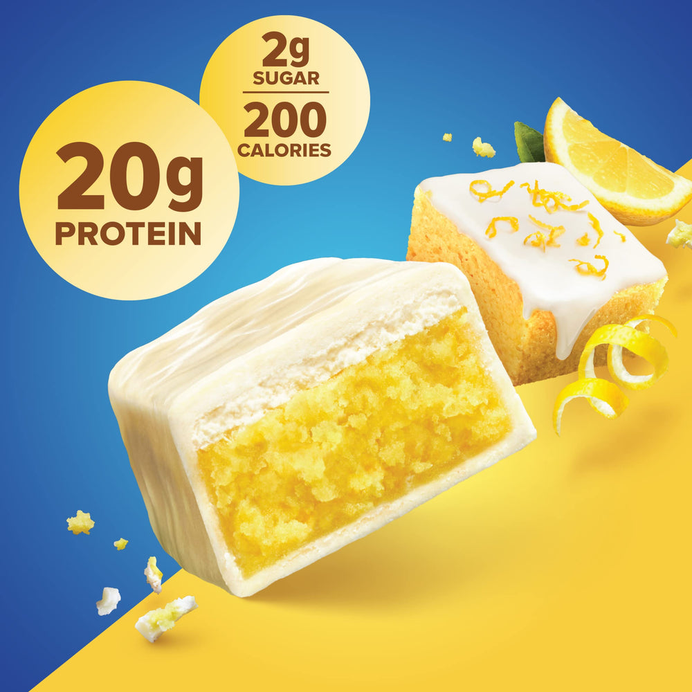 Pure Protein caja de 12 unidades Lemon Cake, almacenamiento por paquete familiar