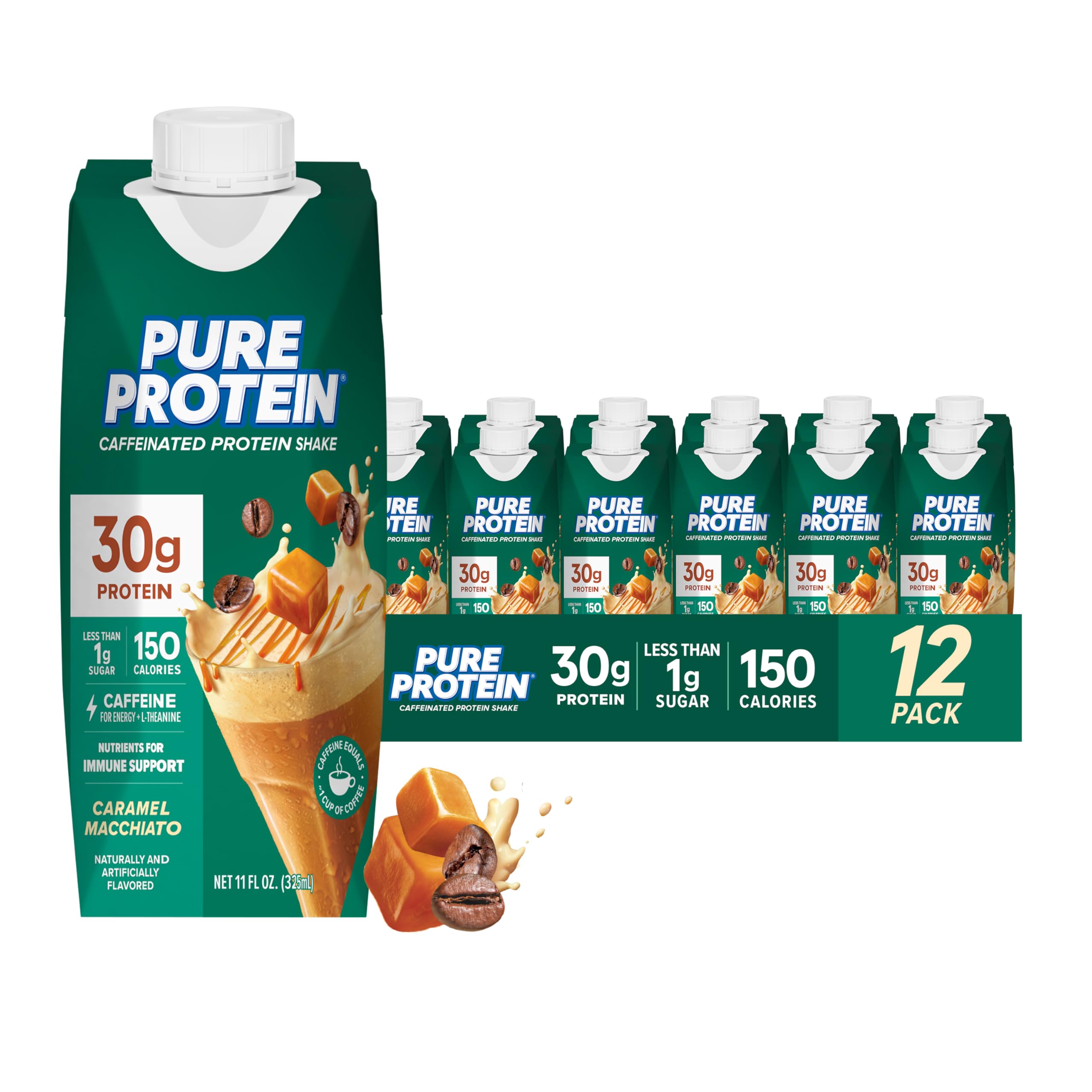 Pure Protein vista frontal del envase mostrando la marca y conveniencia para llevar