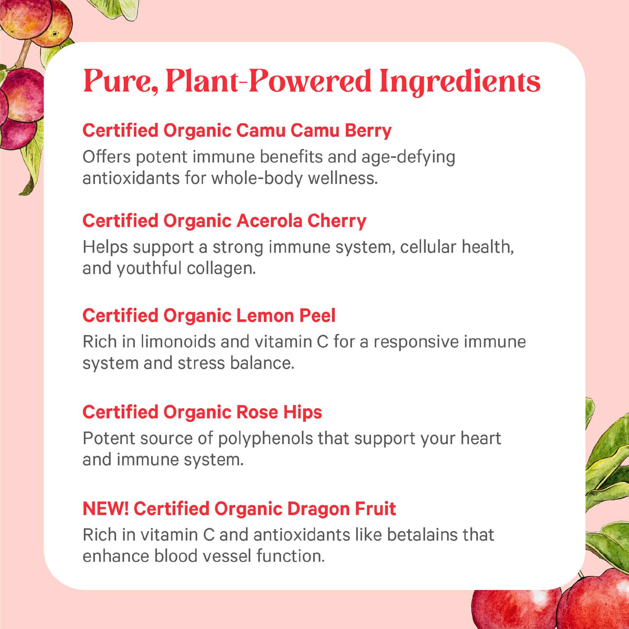 Pure Synergy etiqueta con certificaciones orgánicas y Non-GMO para seguridad