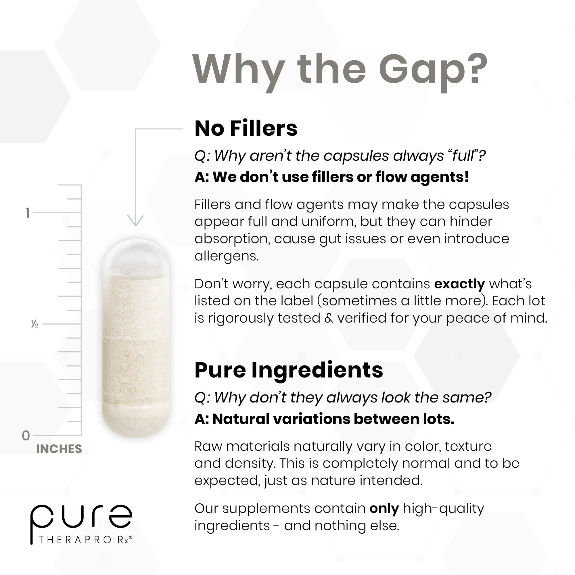 Pure Therapro Rx botella acompañada de hojas verdes para imagen natural