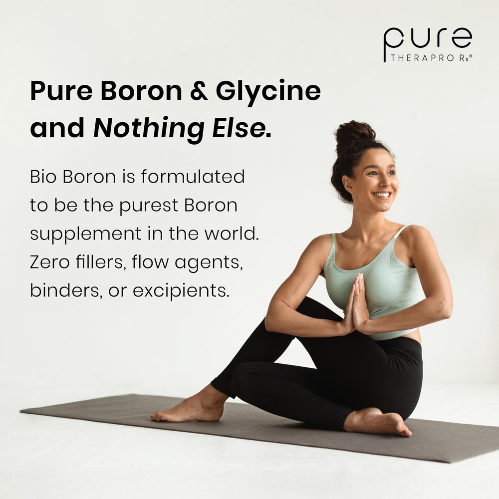 Pure Therapro Rx en mesa saludable junto a alimentos ricos en minerales