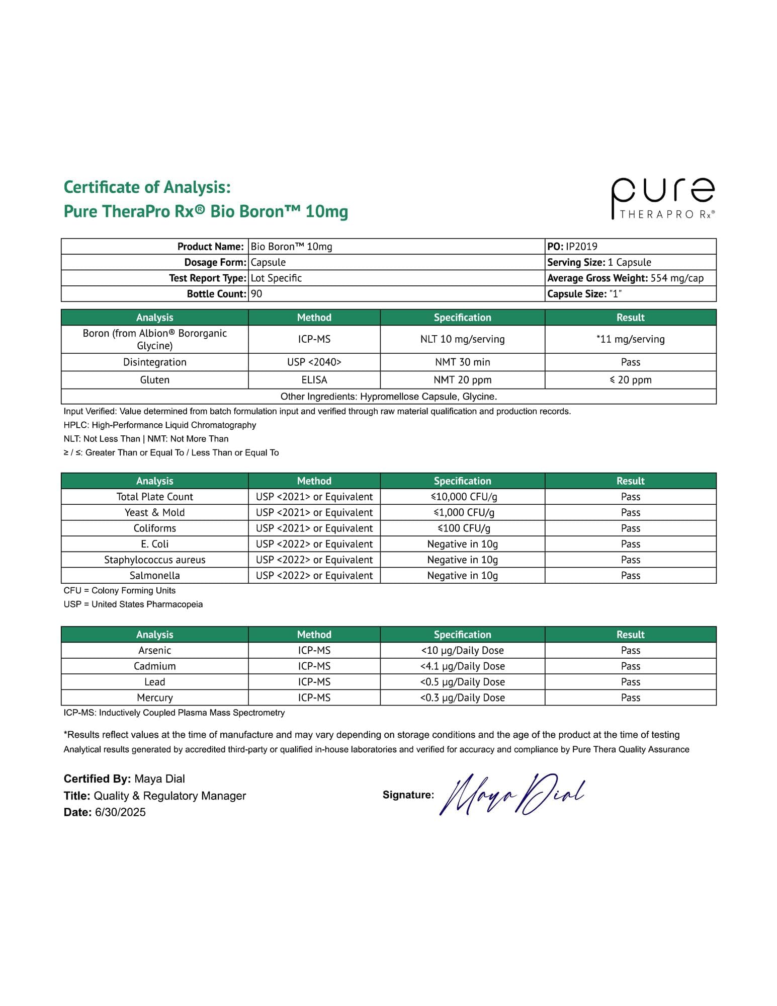 Pure TheraPro Rx vista lateral del envase enfocando diseño y advertencias