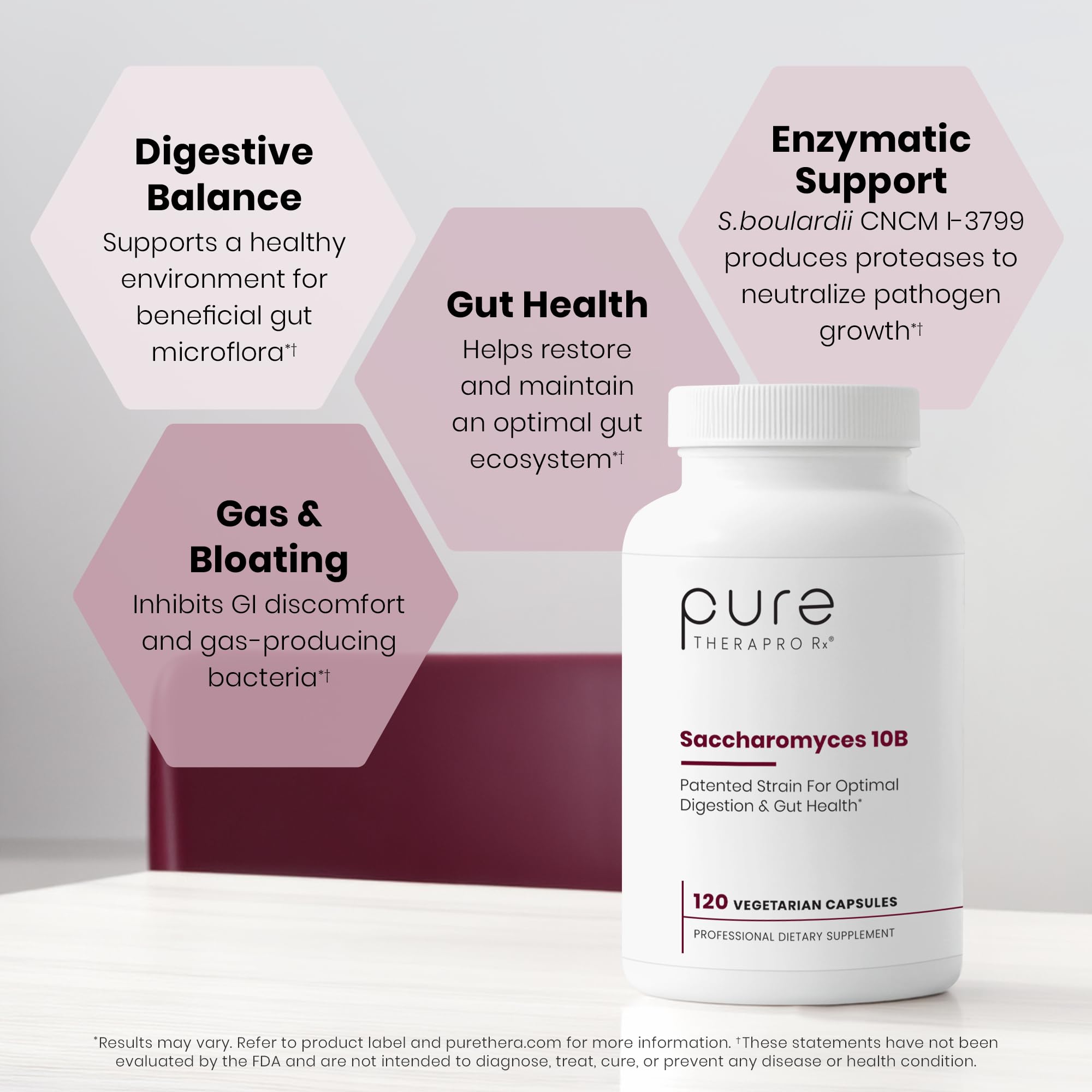 Pure Therapro Rx cápsulas en mano para comparar escala y dosificación