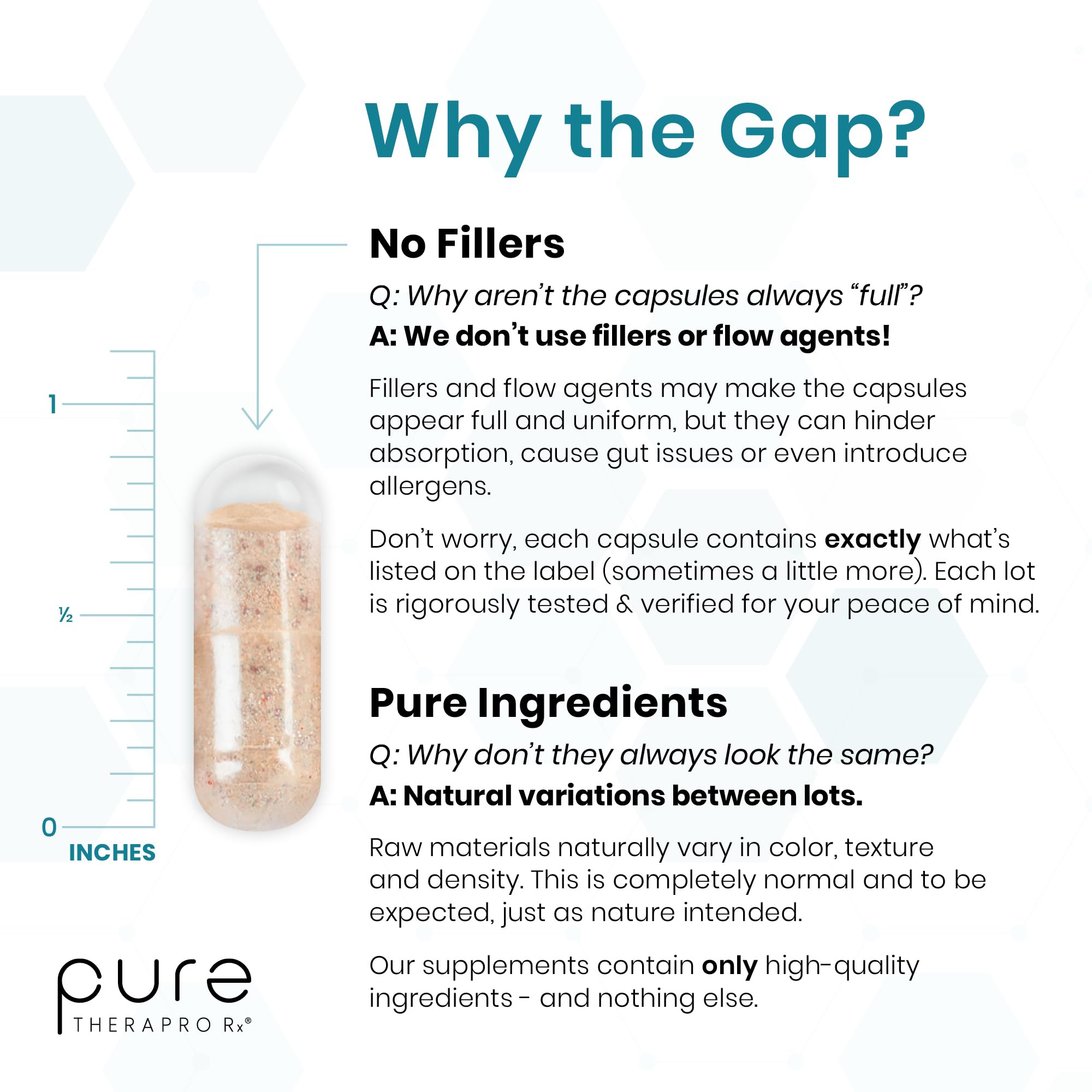 Pure Therapro Rx cápsulas junto a alimentos sanos mostrando uso cotidiano