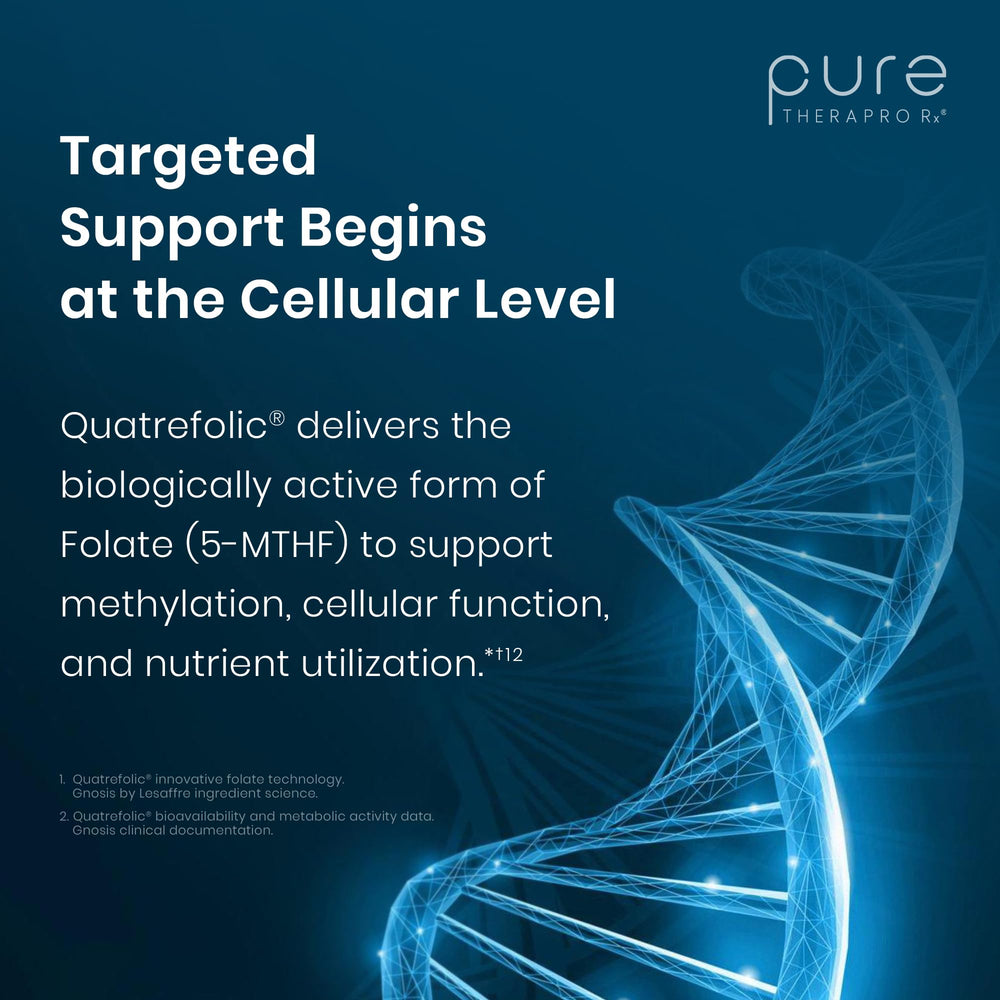 Pure Therapro Rx detalle de TMG y folato para apoyo de metilación