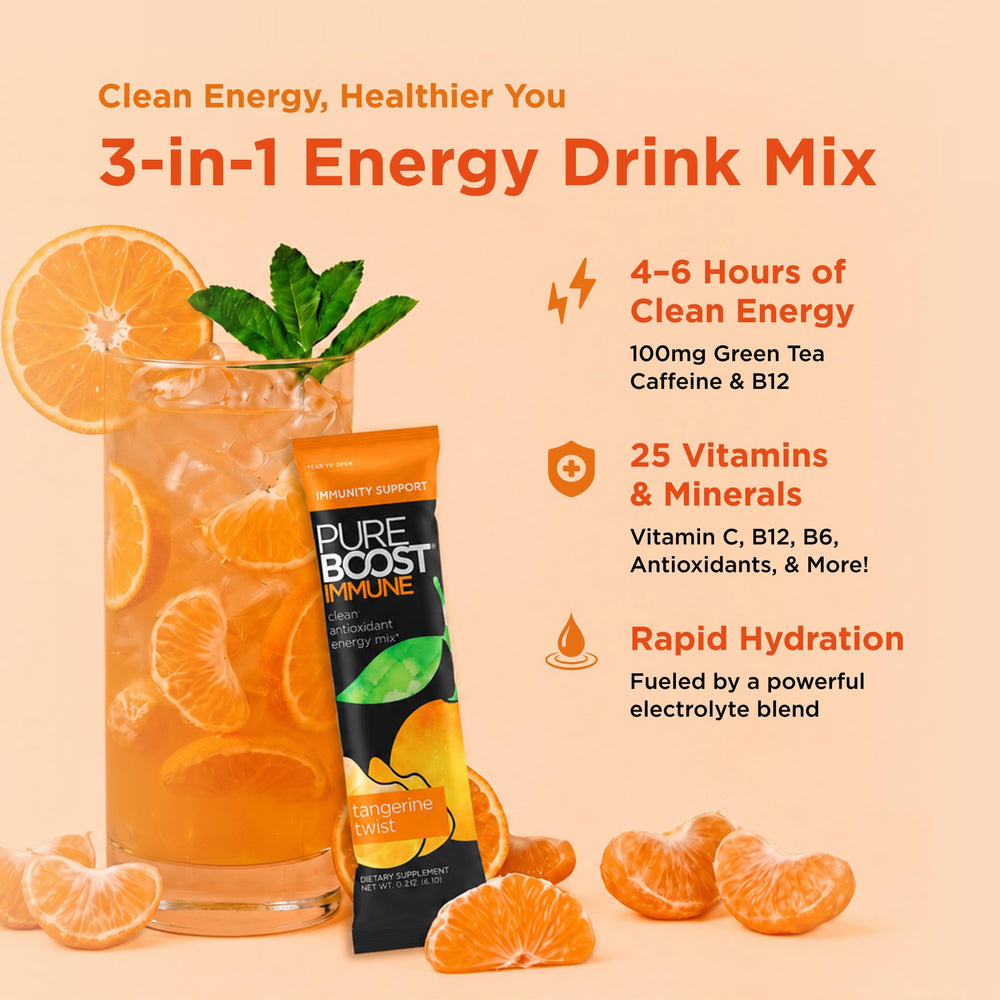 Pureboost bebida en vaso frío, refrescante y energizante
