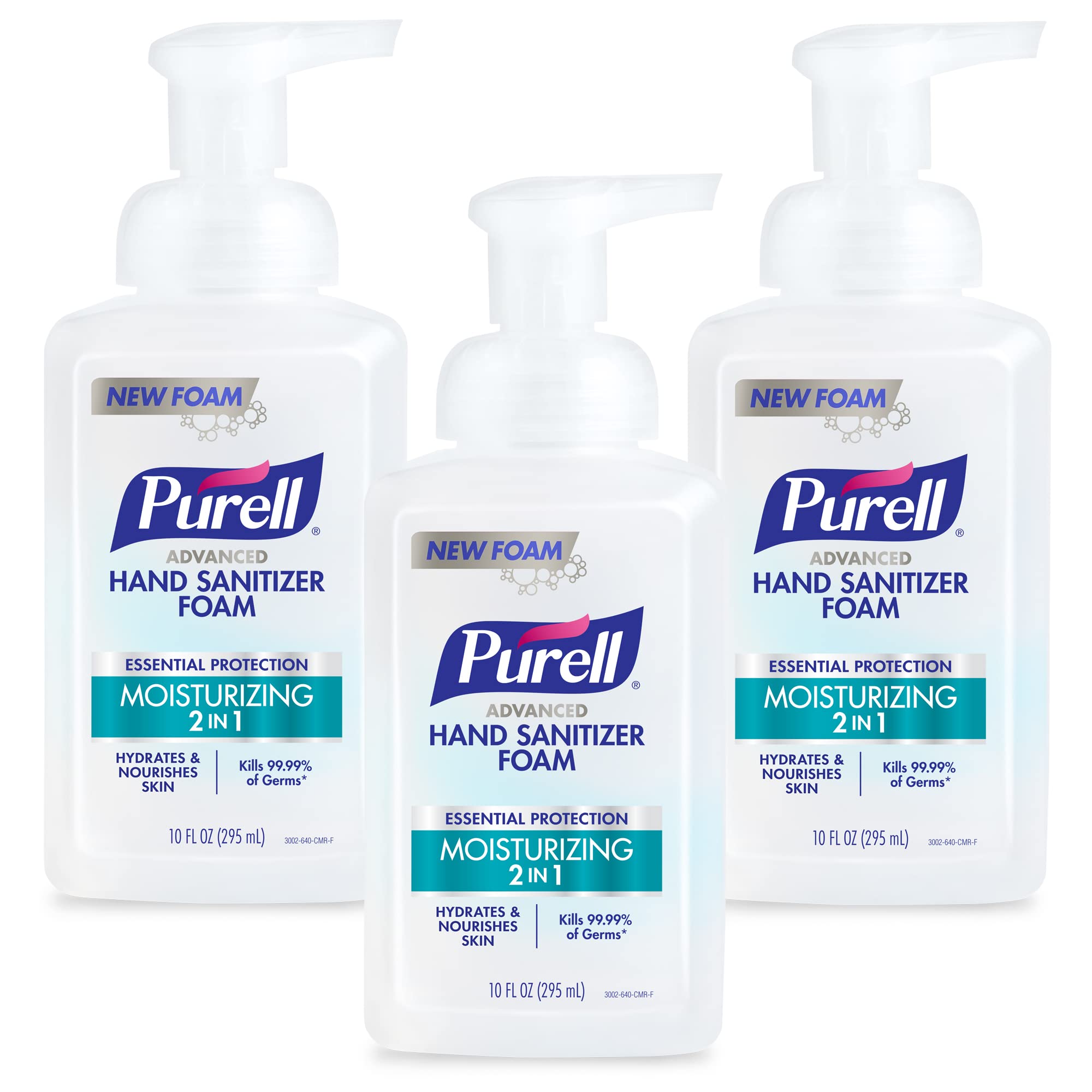 Purell botella frontal de espuma mostrando diseño y fácil acceso