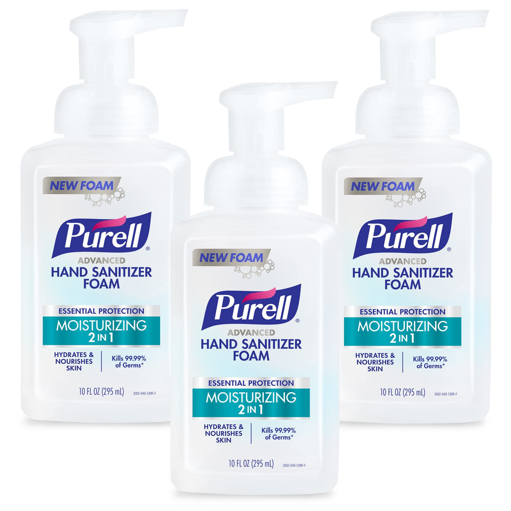 Purell botella frontal de espuma mostrando diseño y fácil acceso