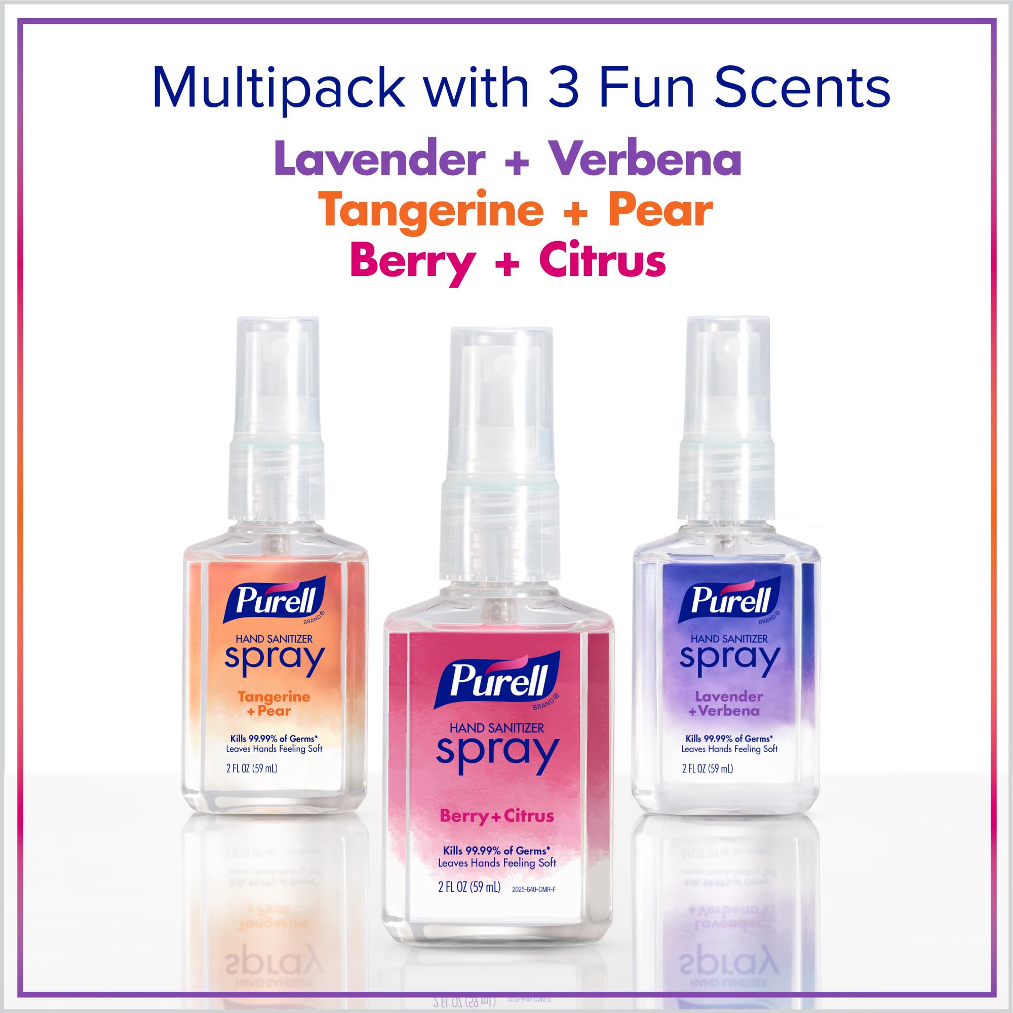 Purell conjunto con las tres fragancias dispuesto para visualizar variedad olfativa