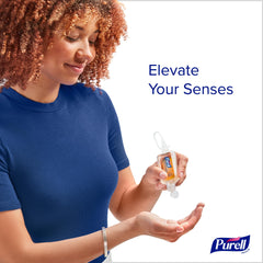 Purell detalle del tapón y gel transparente, absorción rápida y textura suave