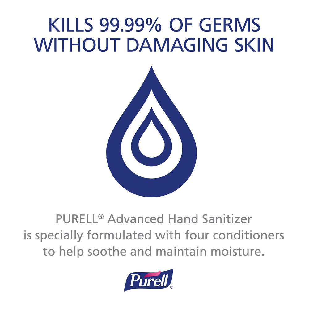 Purell etiqueta frontal con ingredientes y beneficios visibles para confianza