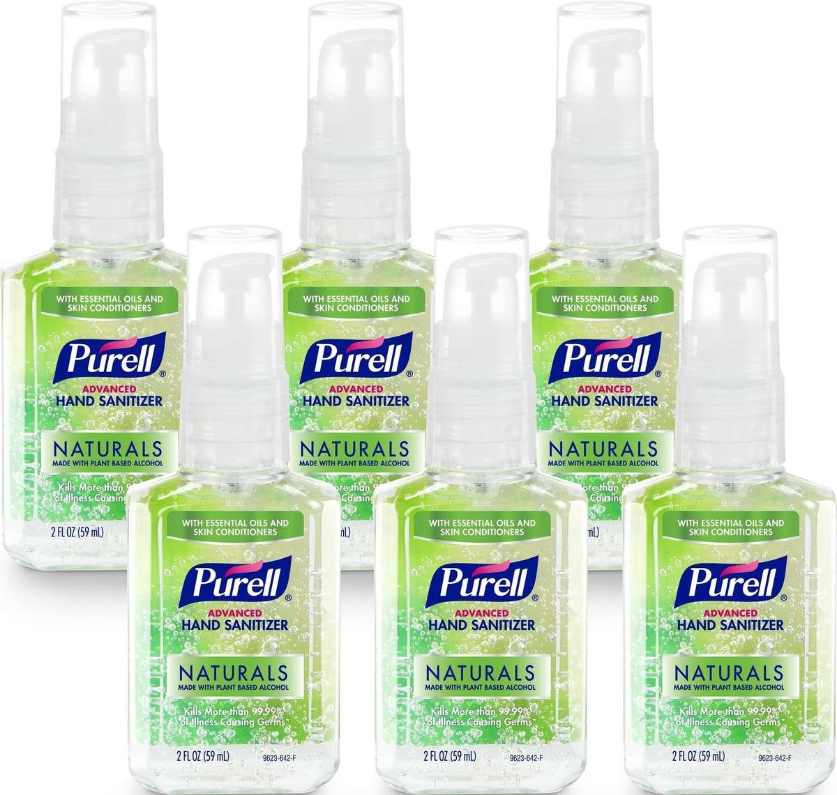 Purell botella frontal de viaje mostrando diseño y portabilidad