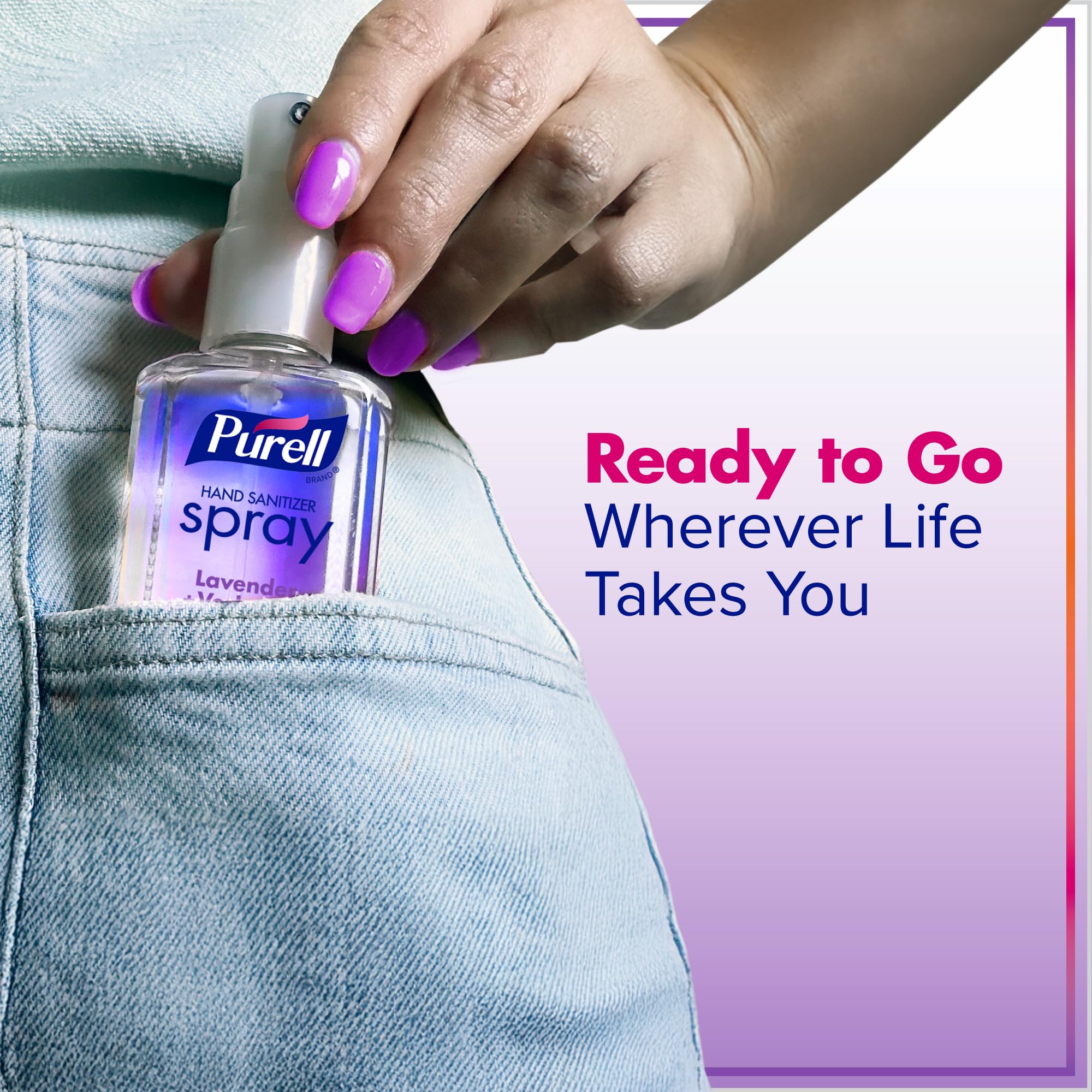 Purell en bolso durante viaje destacando facilidad de llevar y uso práctico