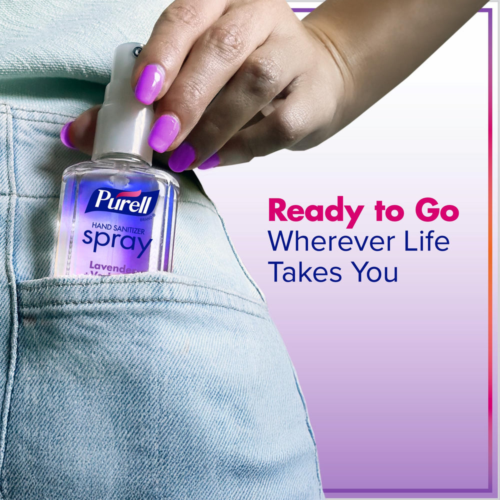 Purell en bolso durante viaje destacando facilidad de llevar y uso práctico