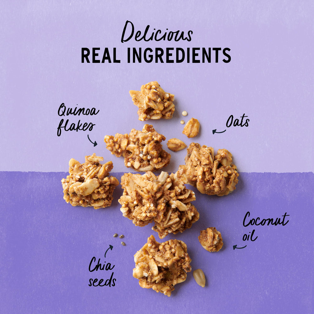 Purely Elizabeth ingredients spread with quinoa, amaranth, chia, hemp seeds benefits