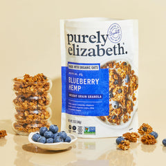 Purely Elizabeth granola served in bowl with yogurt showing added flavor boost