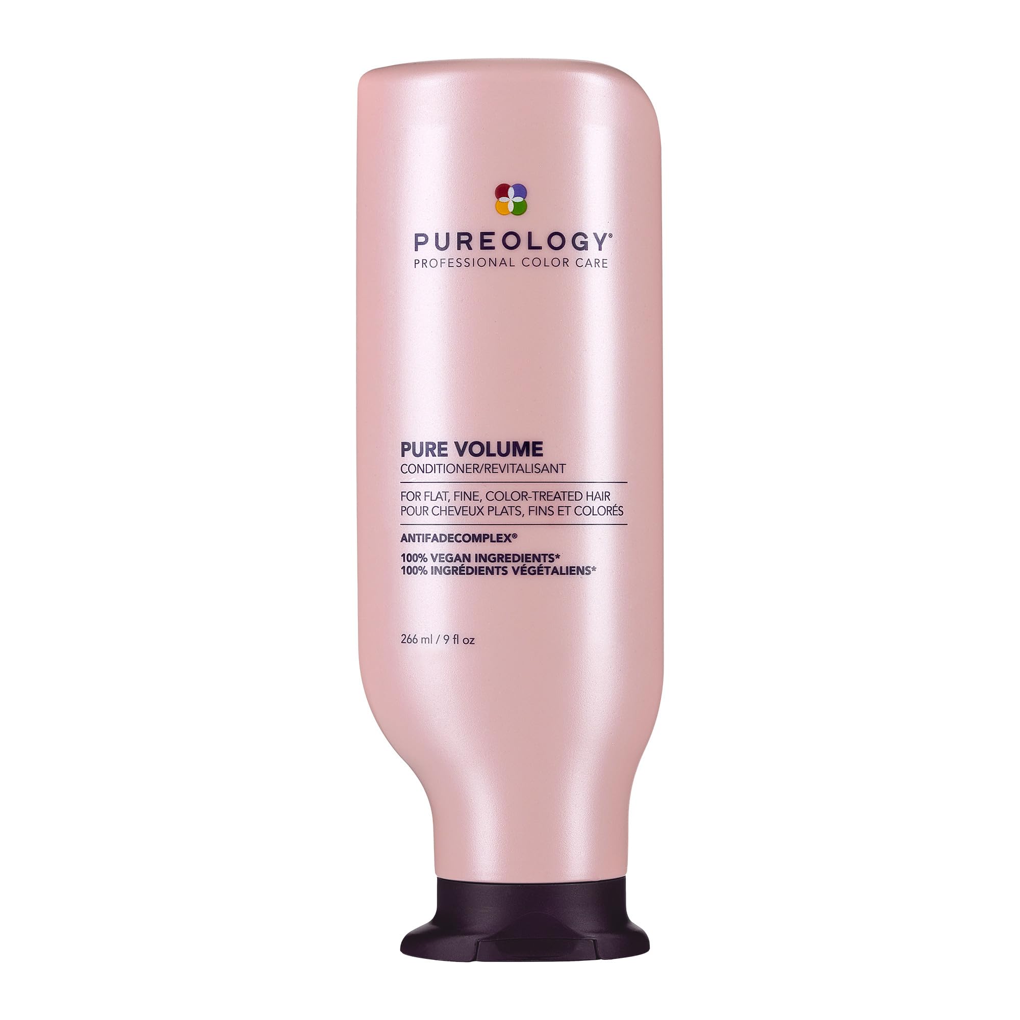 Pureology frasco frontal mostrando el diseño y beneficio voluminizador