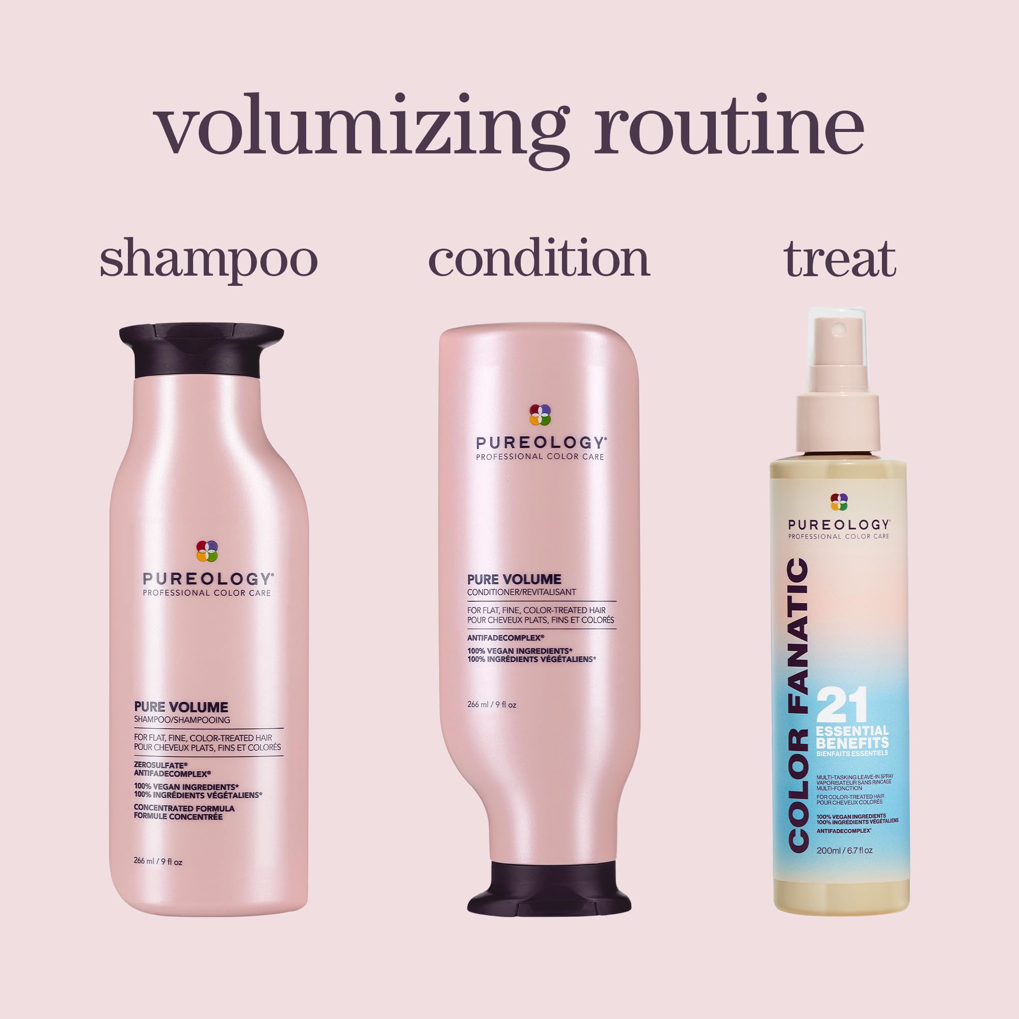 Pureology comparación antes y después con más cuerpo y brillo