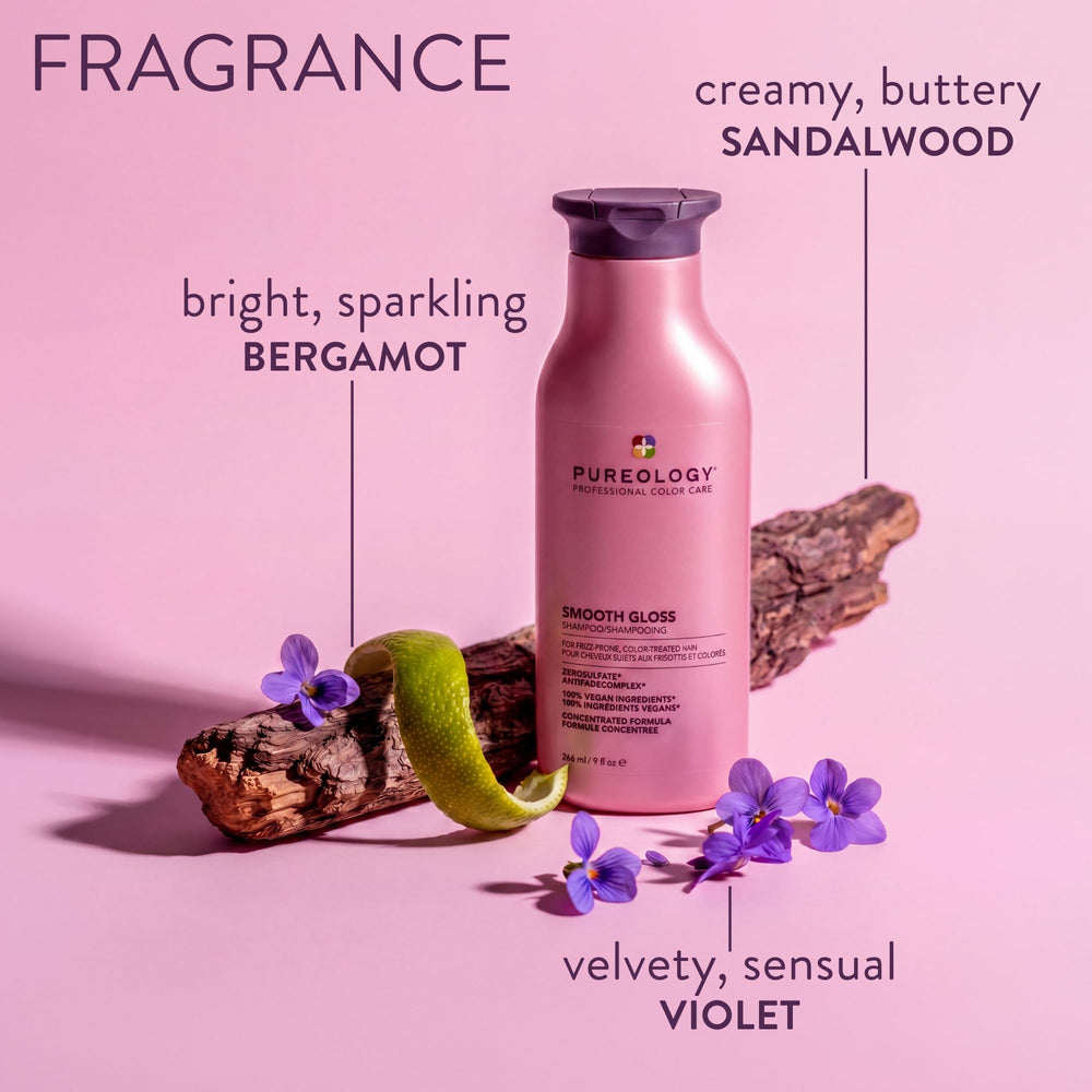 Pureology cabello peinado con brillo tras usar el champú
