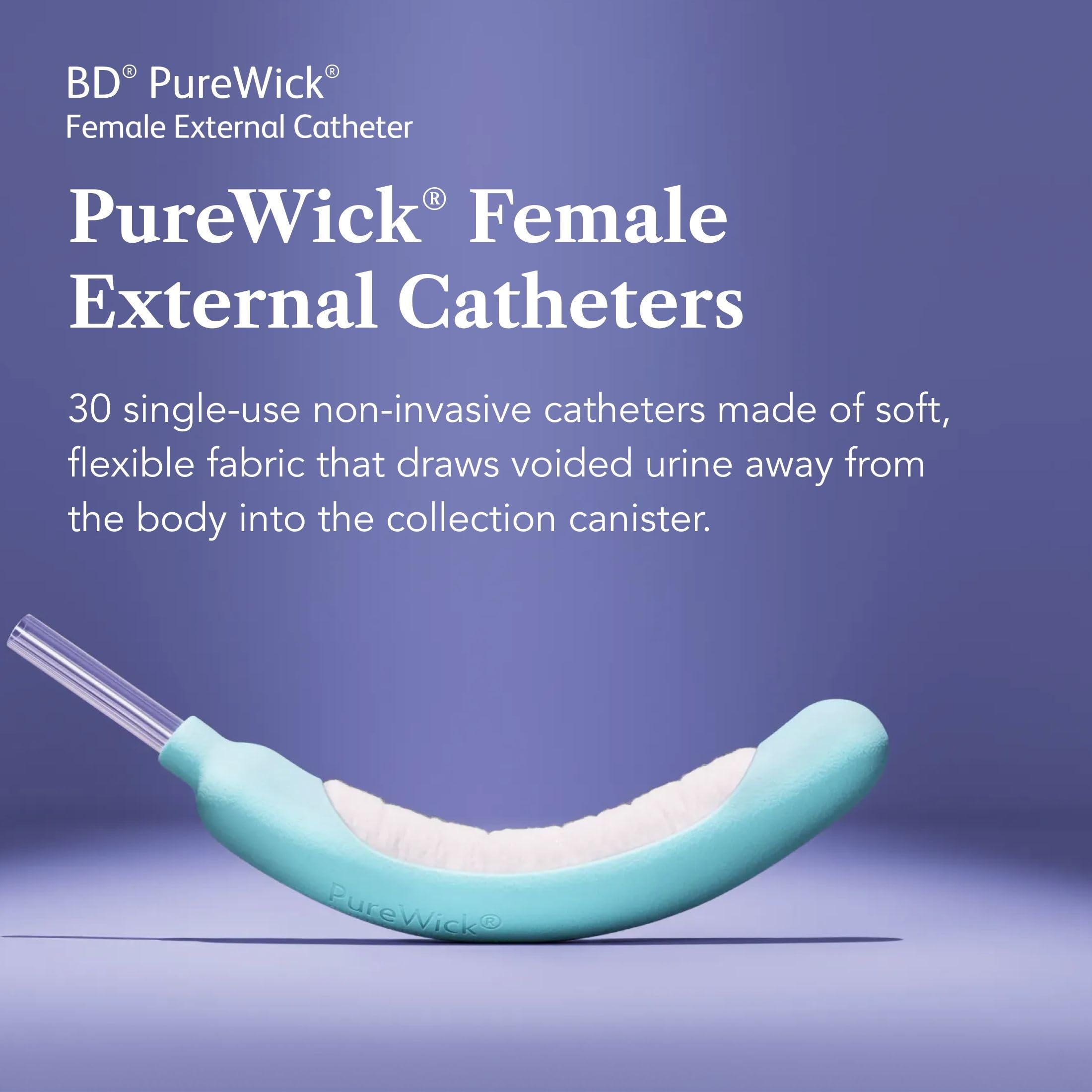 PureWick detalle del material del catéter que destaca suavidad y confort