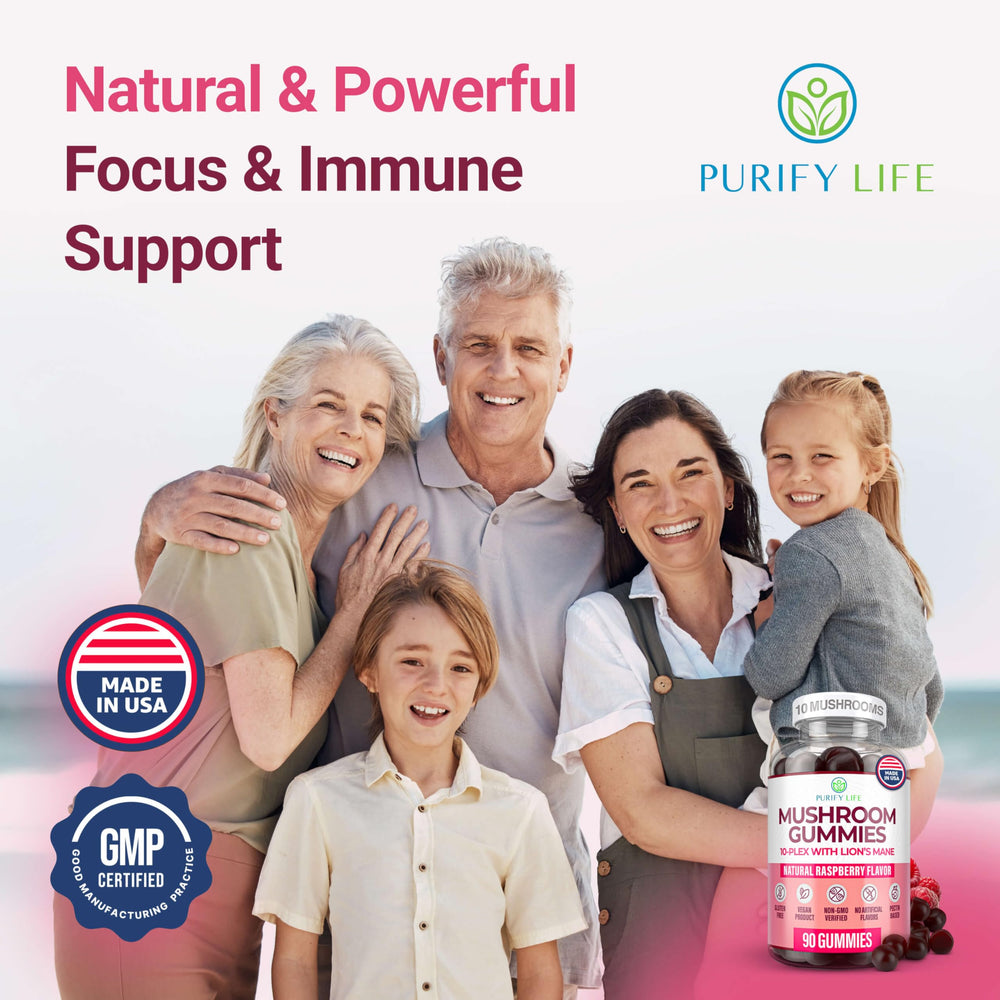 Purify Life frasco sobre mesa de cocina, sugerencia de uso diario en rutina