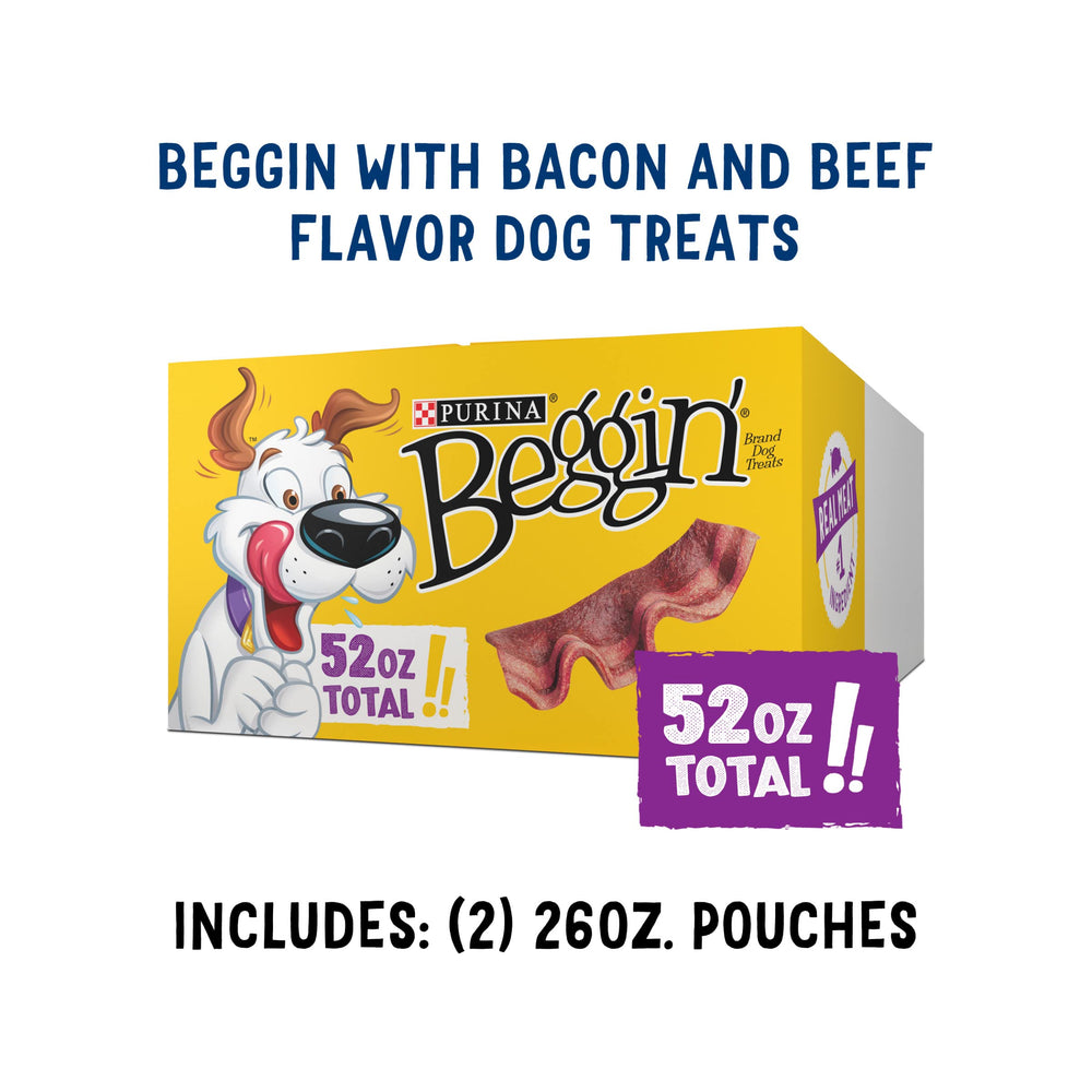 Purina Beggin' etiqueta de ingredientes destacando carne real