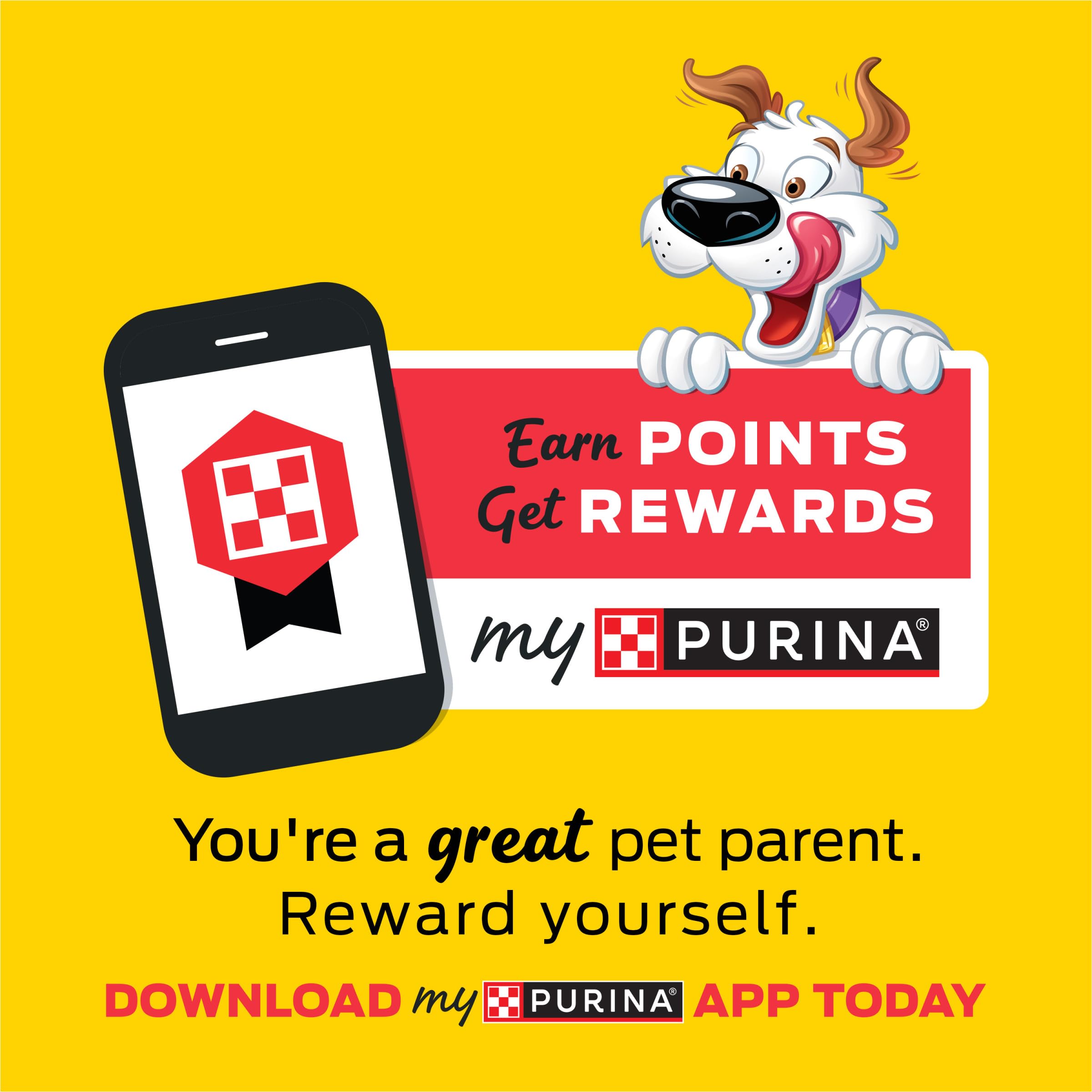 Purina Beggin' mano sosteniendo tira para comparar tamaño y porción