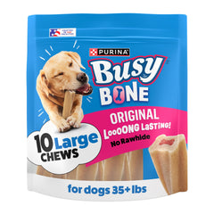 Purina Busy bolsa frontal mostrando empaque y beneficio de entretenimiento prolongado