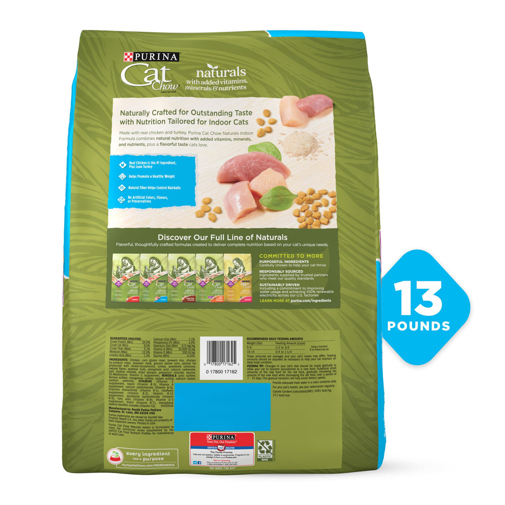 Purina Cat Chow manos sosteniendo bolsa, facilita almacenamiento y servicio