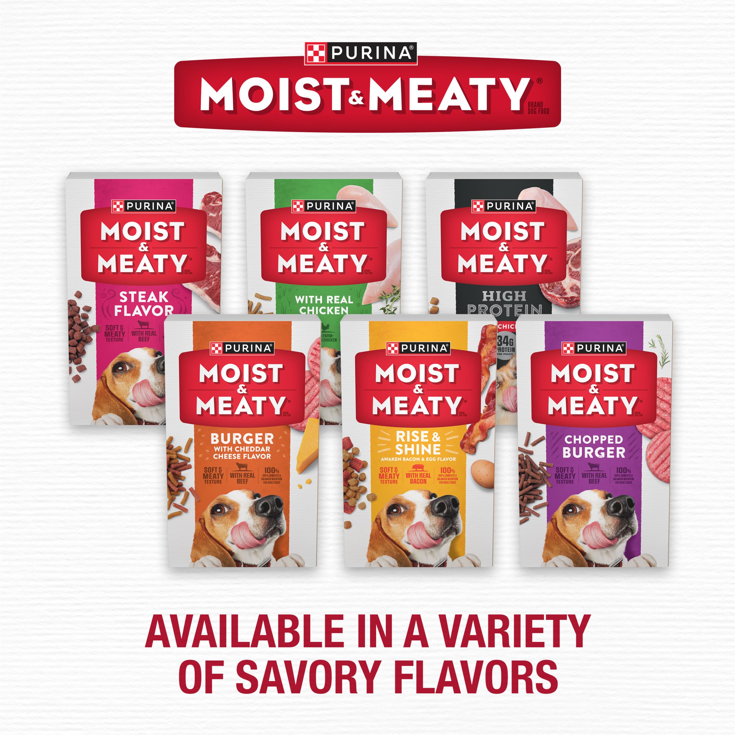 Purina Moist & Meaty perro comiendo con gusto, mejora la palatabilidad