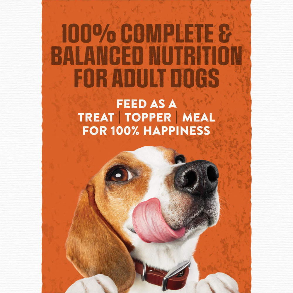 Purina Moist & Meaty pouch abierto con contenido jugoso, listo para servir