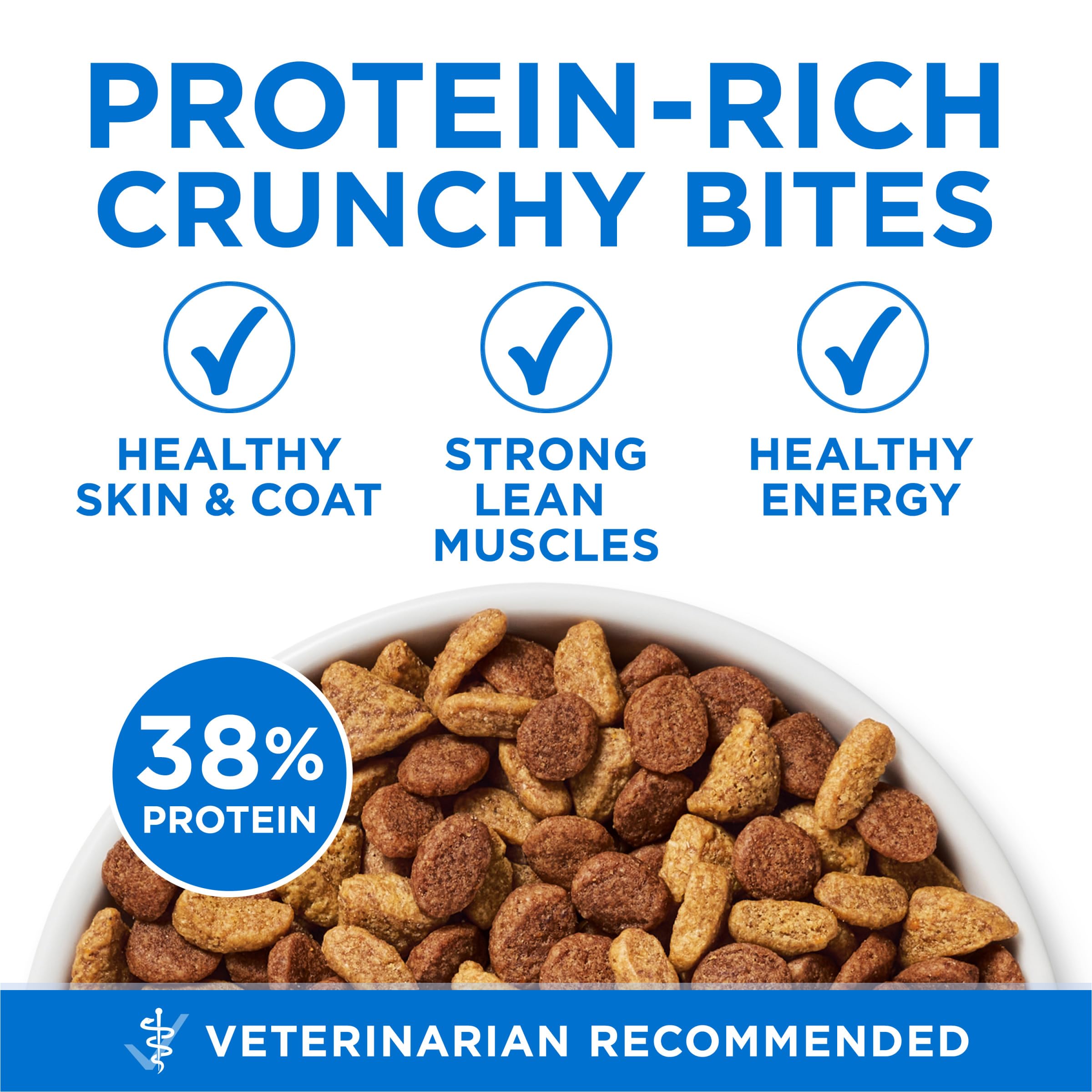 Purina ONE bolsa abierta con croquetas para fácil almacenamiento y ración
