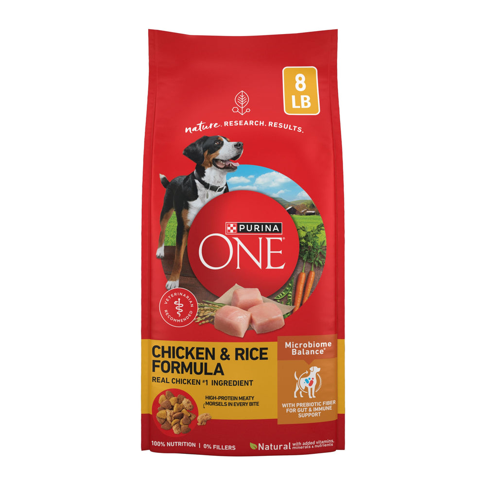 Purina ONE bolsa frente mostrando diseño rojo y beneficios visibles