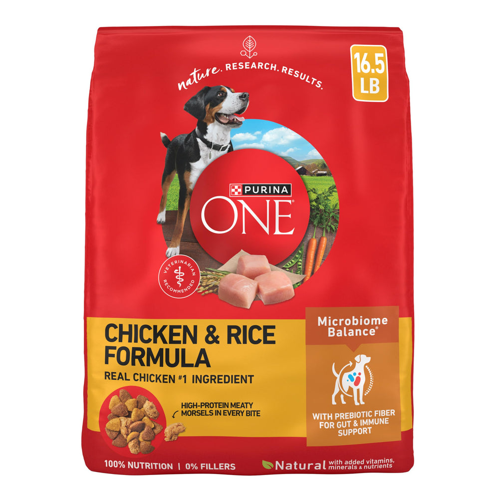 Purina ONE bolsa frontal mostrando marca y tamaño, claridad y confianza