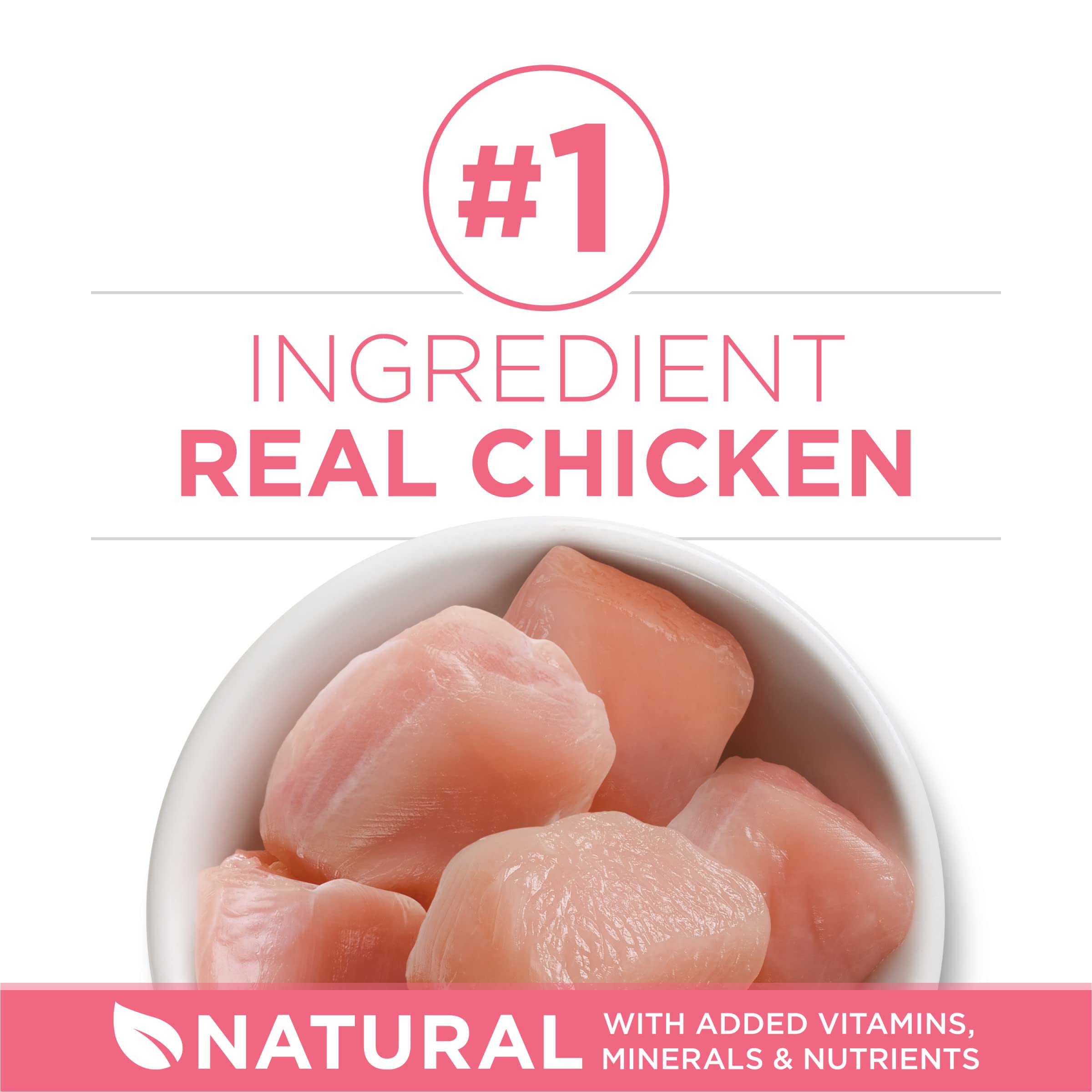 Purina ONE close-up de pollo real como ingrediente, proteína de calidad