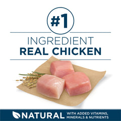 Purina ONE primer plano de las piezas carnosas con pollo real como beneficio