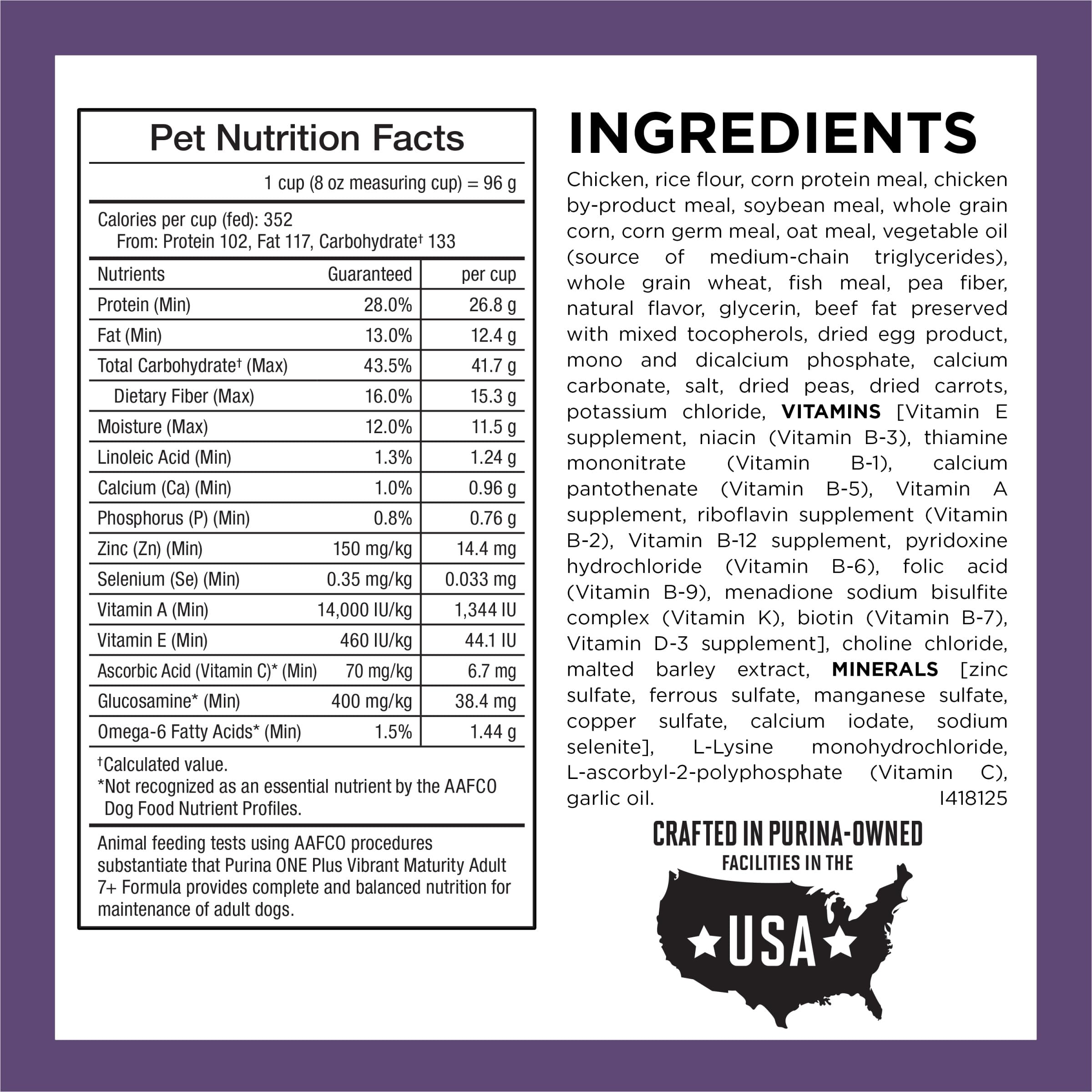 Purina ONE etiqueta de ingredientes destacando pollo como primero